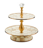 MacKenzie-Childs Mocha Check cake stand 28cm, imported from the UK