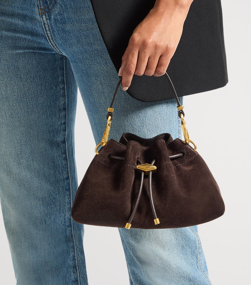 Jimmy Choo small suede Cinch shoulder bag, imported from the UK