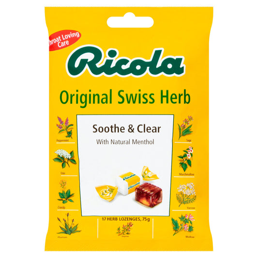 Ricola Soothe & Clear with Natural Menthol 17 Herb Lozenges 75g cough cold & flu Sainsburys   