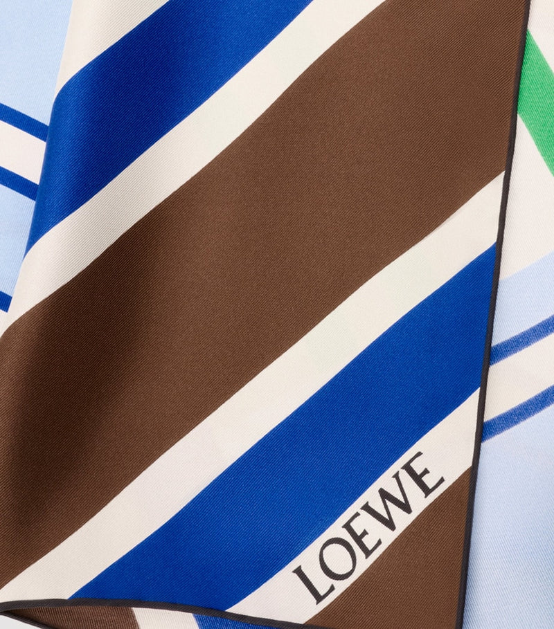 LOEWE silk twill scarf with colourful stripes 90cm, UK version