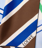 LOEWE silk twill scarf with colourful stripes 90cm, UK version