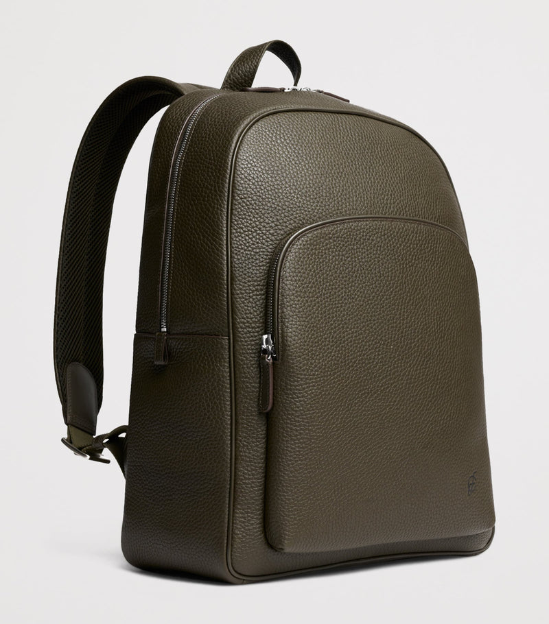 Carl Friedrik Ayrton grained leather backpack (British brand)