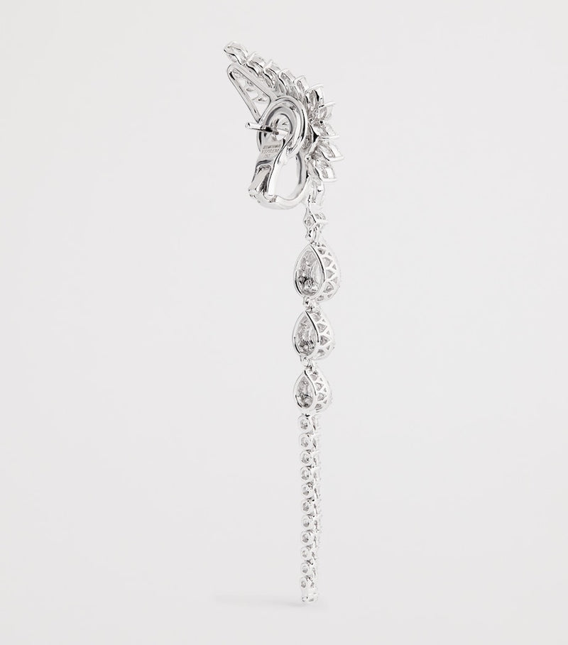 Yeprem white gold and diamond pearlescent drop earrings - British product