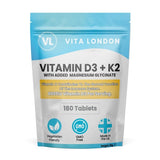 Superdrug Vita London Vitamin D3 4000IU with K2 & Magnesium Food Supplement Tablets 180 Tablets- Buy online at McGrocer