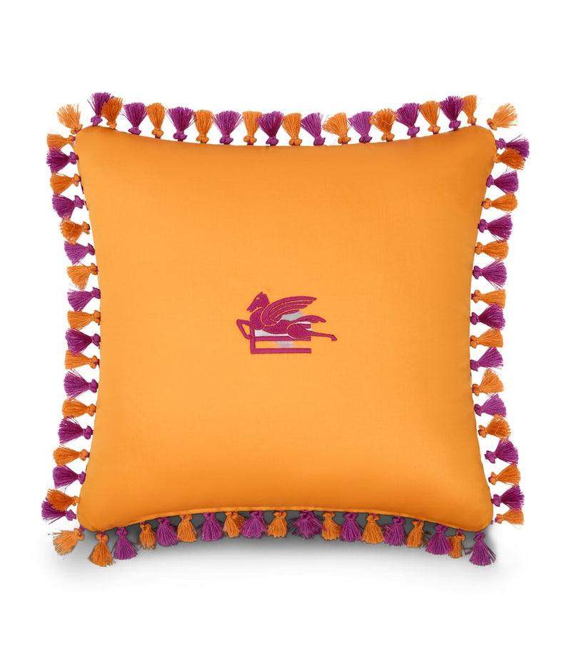 Etro Hoa tassel-trim cushion 45cm, imported from the UK