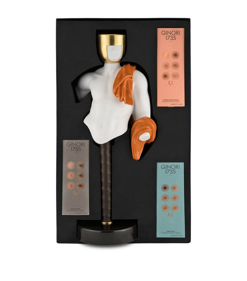 GINORI 1735 porcelain candle holder set with 18 scented candles 3.9kg - British product