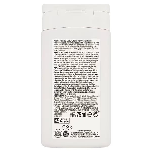 Superdrug Hair Toner Warm Copper Gold 75ml (British brand)