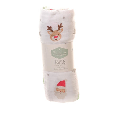 Superdrug Ziggle Cotton Muslin Square Christmas Reindeer Santa Print 80x80cm - اشترِ عبر الإنترنت من McGrocer