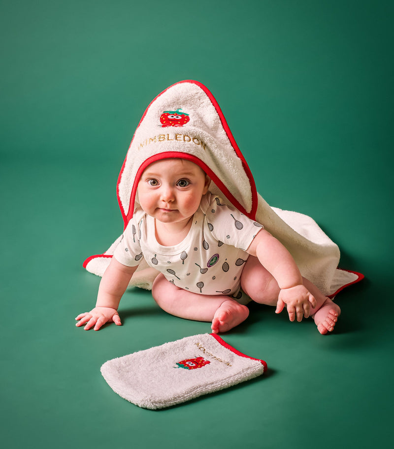Christy Wimbledon Mini Strawberry Bundle towel and mitt, imported from the UK