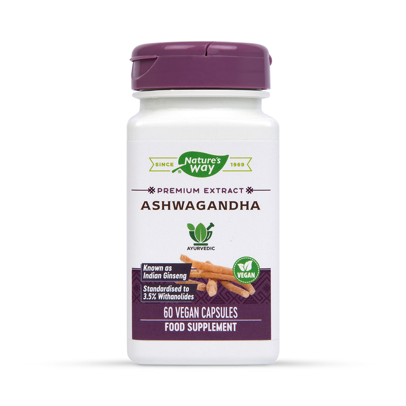 Nature's Way Ashwagandha capsules 60 count, imported from the UK