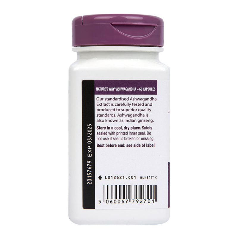Nature's Way Ashwagandha capsules 60 count, imported from the UK