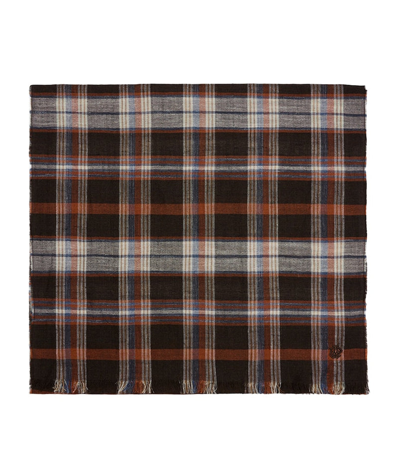 Dunhill tartan scarf in wool linen silk - British product