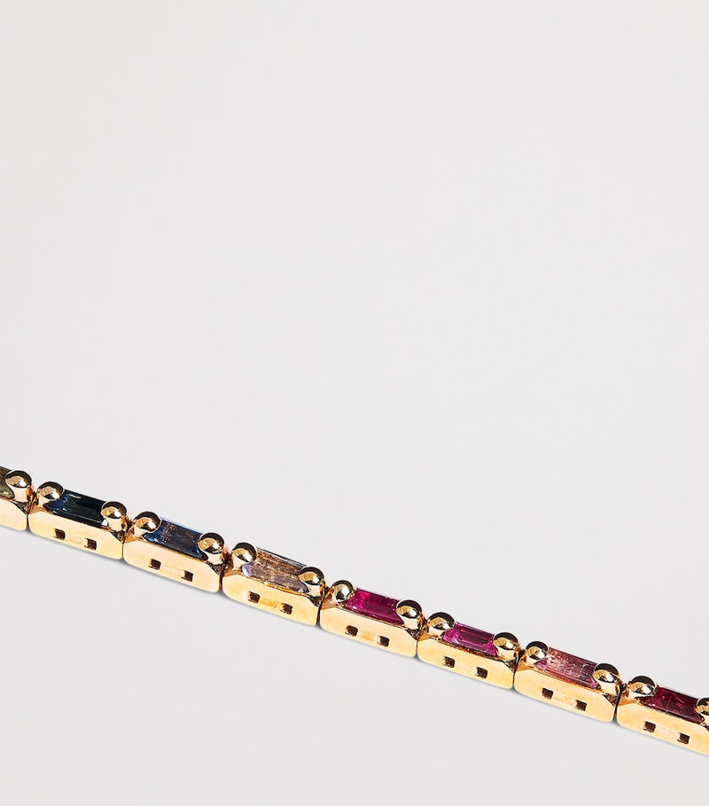 Suzanne Kalan rose gold rainbow sapphire tennis bracelet (British brand)