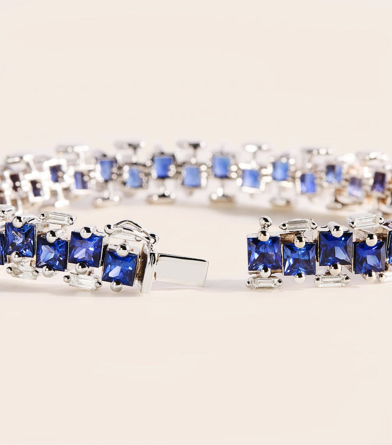 Suzanne Kalan white gold diamond blue sapphire bracelet - British product
