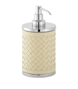 Harrods Leather Woven Soap Dispenser with Chromed Brass Finish- Buy online at McGrocer