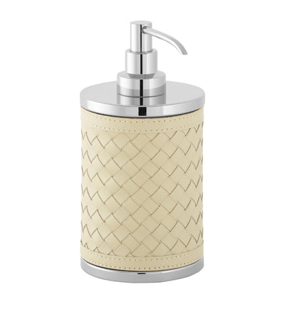 Harrods Leather Woven Soap Dispenser with Chromed Brass Finish- Buy online at McGrocer