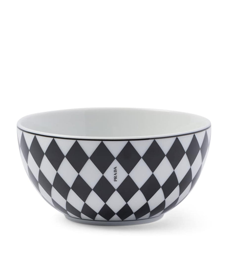 Prada porcelain chequerboard rice bowls 12cm, imported from the UK