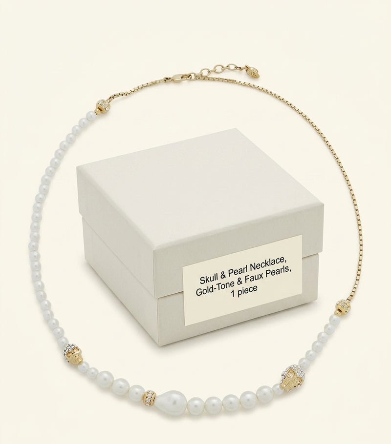 McQueen faux pearl skull necklace gold-tone brass (British brand)