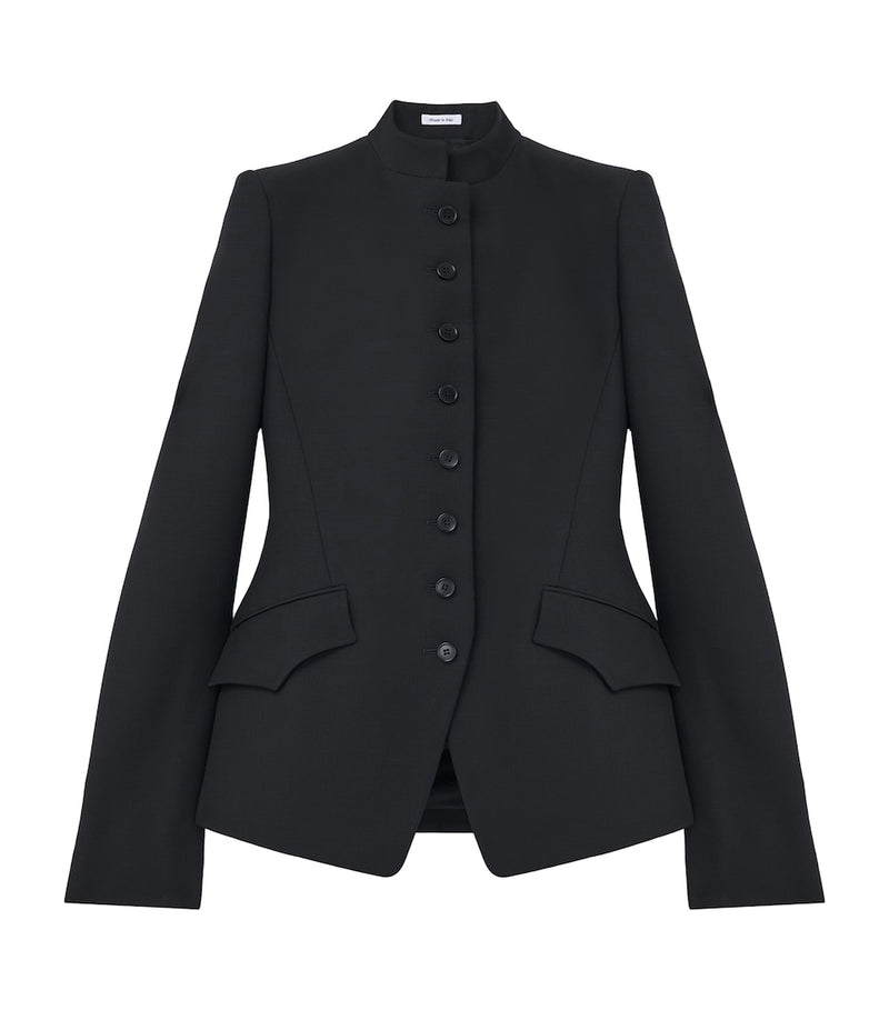 Wool Waistcoat with Lace Ruffles and Square Neckline