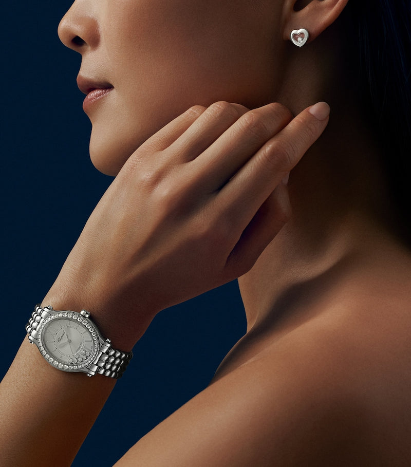 Chopard Happy Diamonds earrings 18kt white gold, imported from the UK