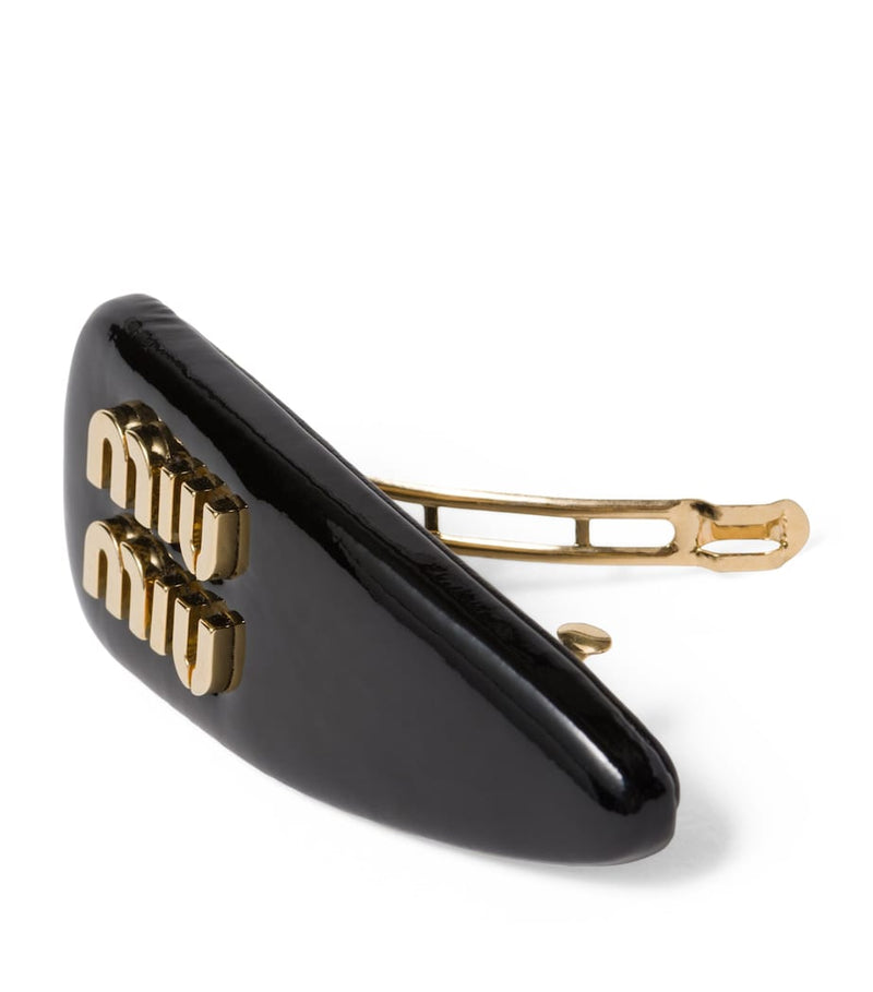 Miu Miu lambskin leather hair clip with gold-tone hardware (British brand)