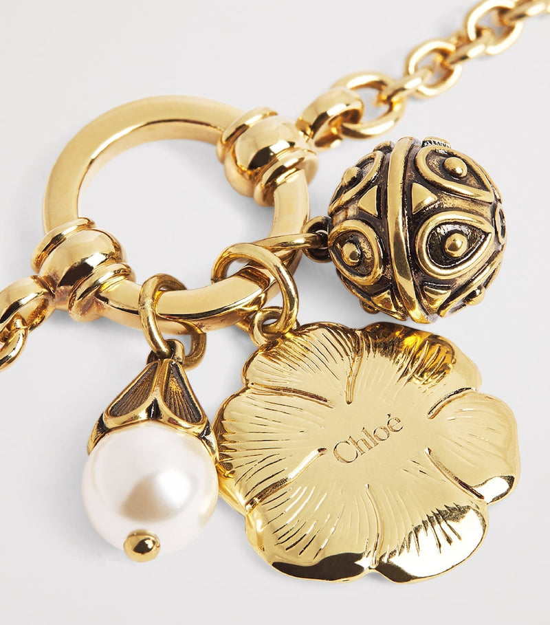 Chloé Victorian charm necklace with clover and pearl bead - British product