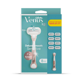 Holland & Barrett Venus Deluxe Smooth Sensitive Rose Gold Women's Razor Handle and 8 Blade Refills- Buy online at McGrocer