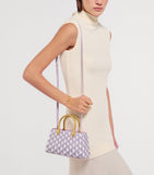 Bvlgari Serpentine Duette top-handle bag in white and amethyst raffia, UK version