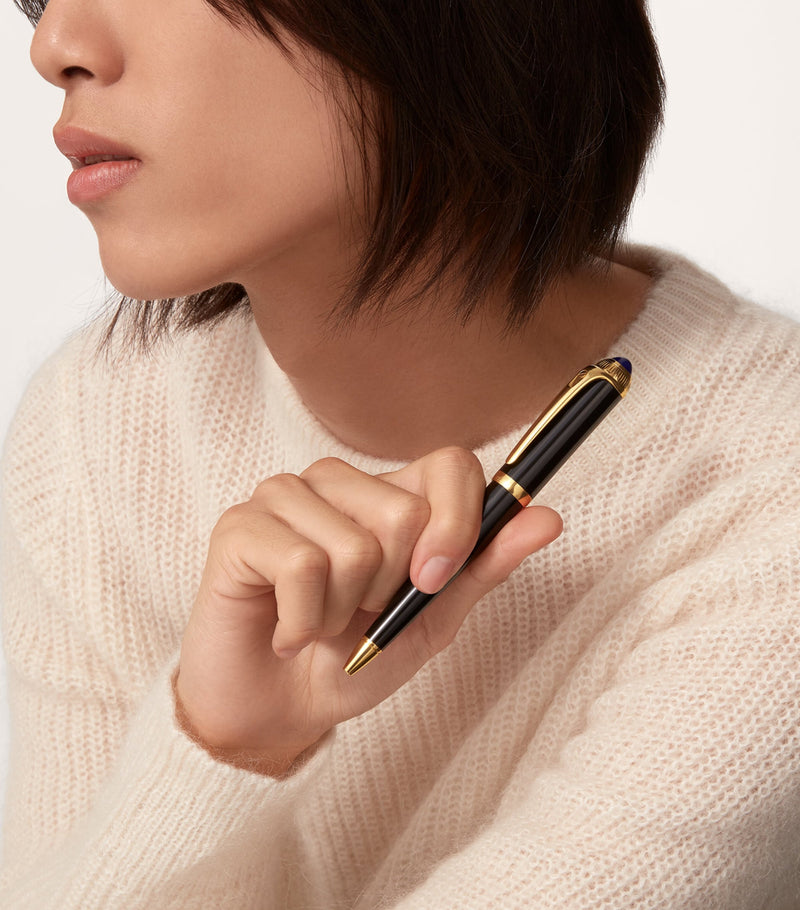 Cartier ballpoint pen with palladium detailing and blue resin cabochon - British product