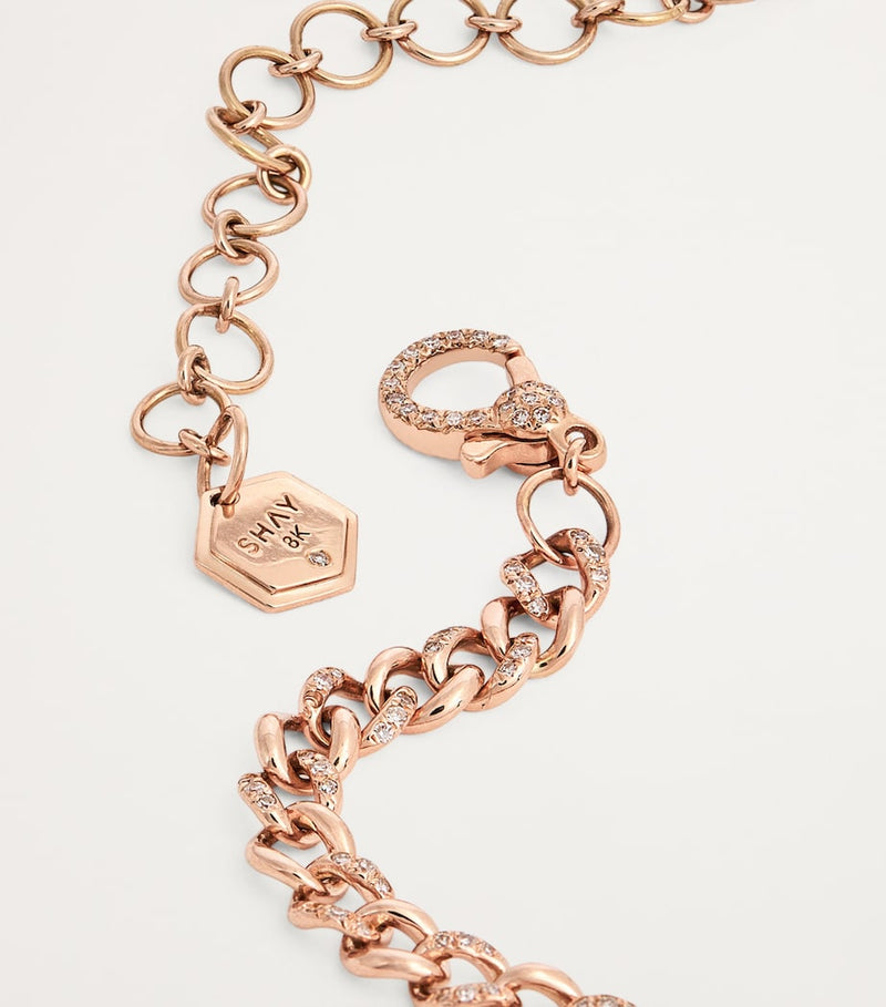 SHAY rose gold link choker with diamonds and rubies (British brand)