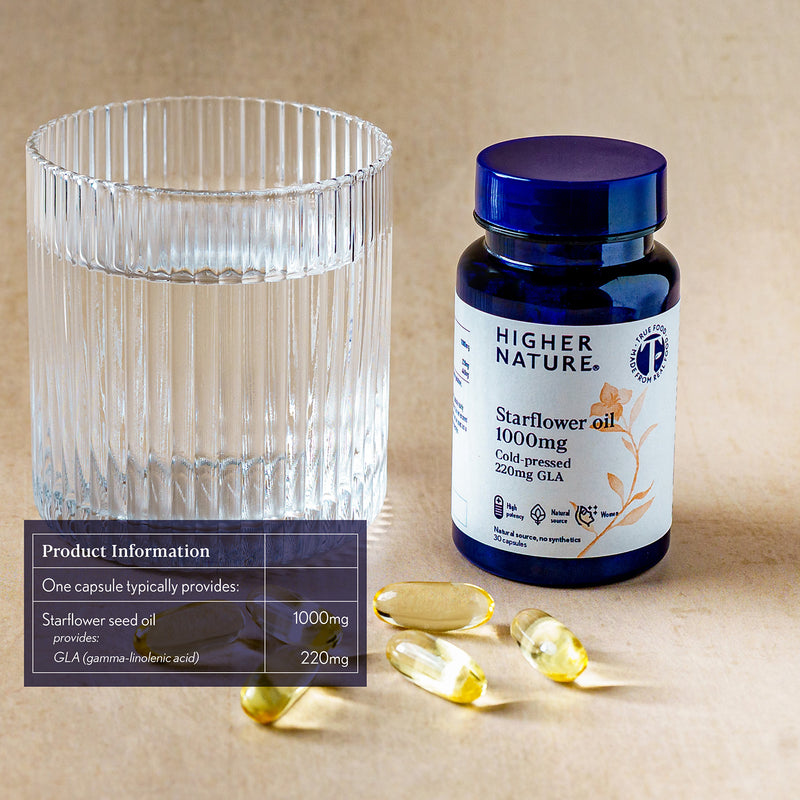 Higher Nature Starflower Oil 1000mg 30 capsules, imported from the UK