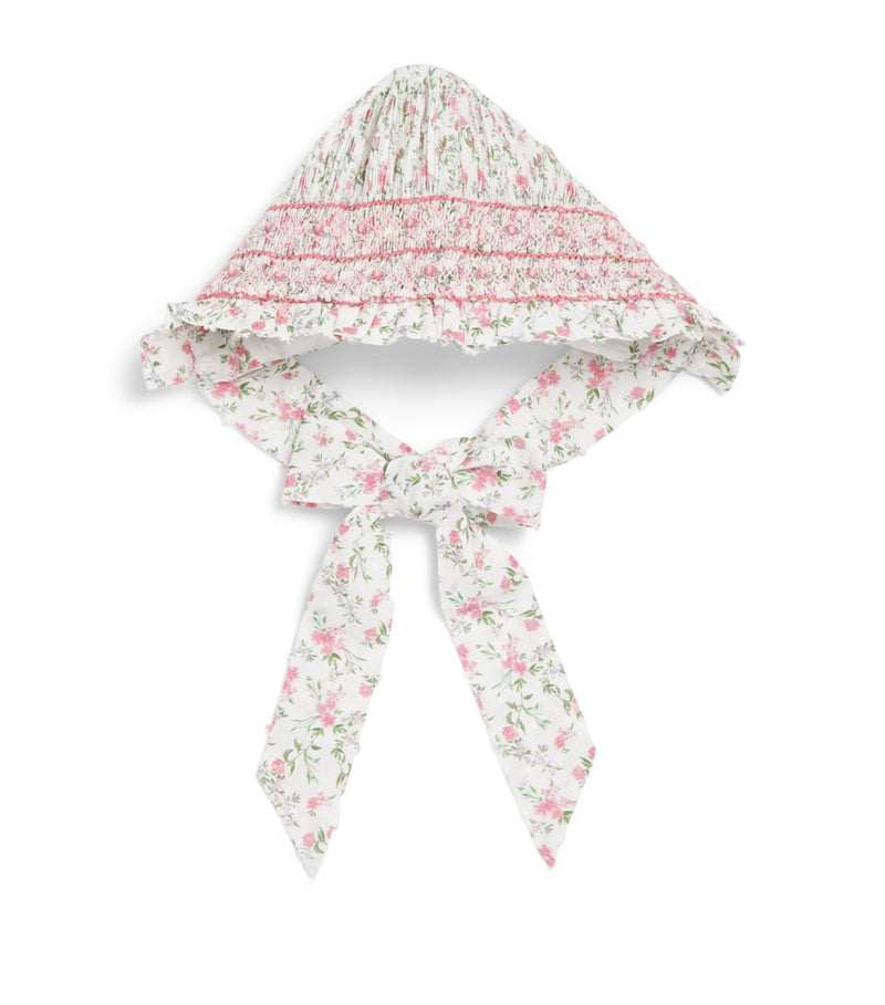 Pepa London cotton hand-smocked floral bonnet (British brand)