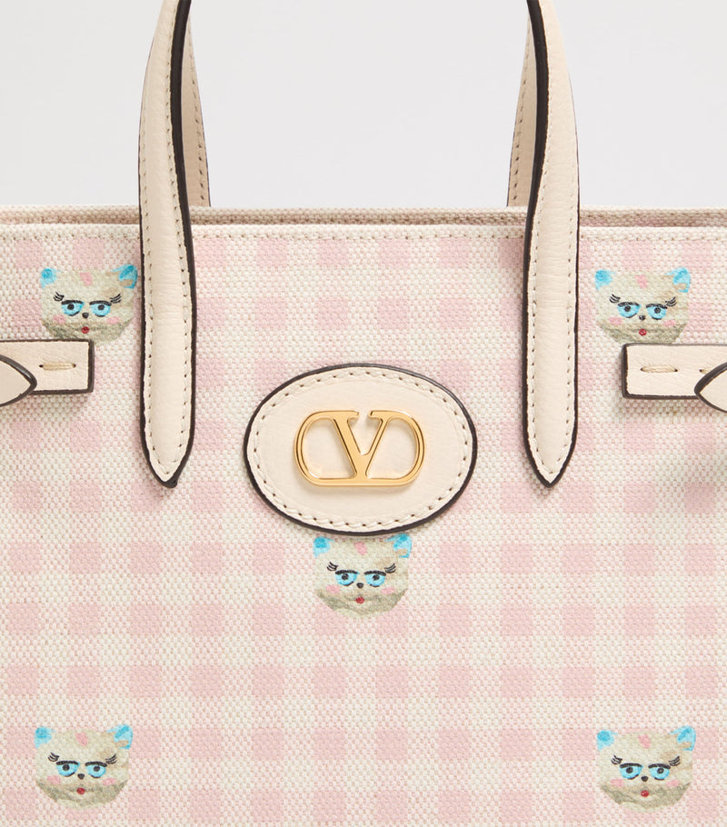 Valentino Garavani Antibes small cotton-linen tote bag, imported from the UK
