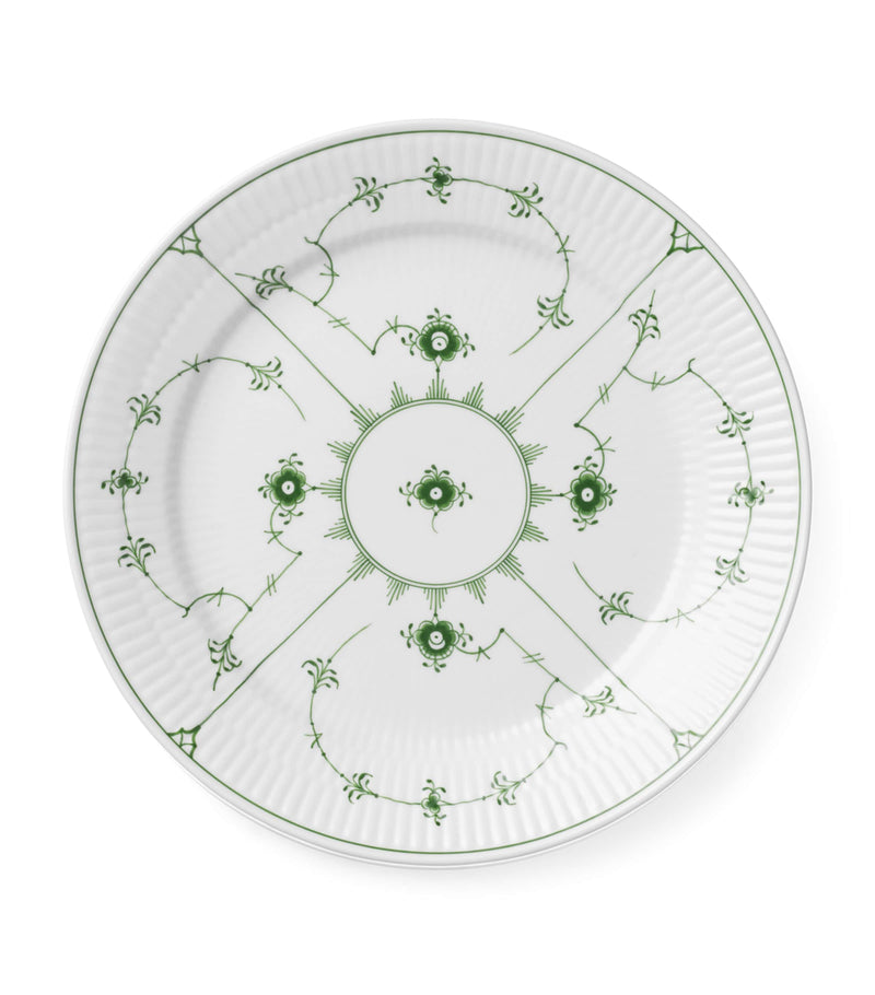 Royal Copenhagen porcelain plate Green Fluted Plain 25cm, imported from the UK