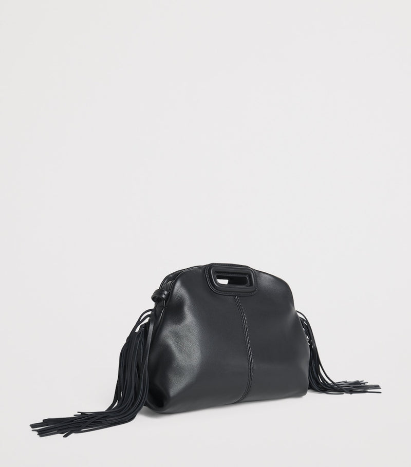 Maje Miss M mini leather bag with fringed detailing, imported from the UK