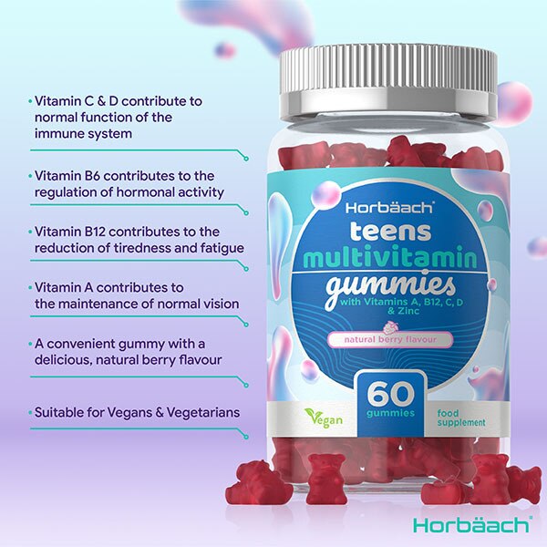 Teen Multi Vegan Gummies B Vits, Vit A, C & D, Biotin, Zinc GOODS Superdrug