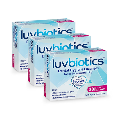 Holland & Barrett Luvbiotics Probiotic Dental Cherry Lozenges 3 Pack- Buy online at McGrocer