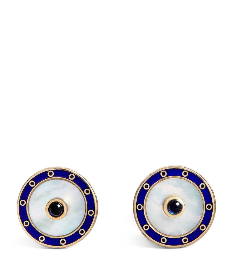 Deakin & Francis yellow gold sapphire chain-link cufflinks, UK version