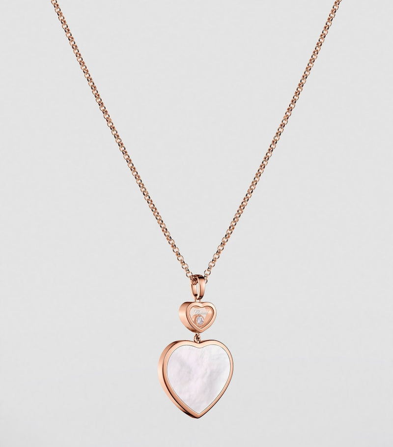 Chopard Happy Hearts pendant necklace rose gold mother-of-pearl diamond, imported from the UK