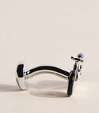 Babette Wasserman rhodium-plated bicycle cufflinks, imported from the UK