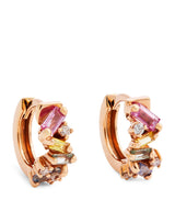 Harrods Suzanne Kalan Rose Gold, Diamond and Pastel Sapphire Frenzy Huggie Earrings - 12mm- Buy online at McGrocer