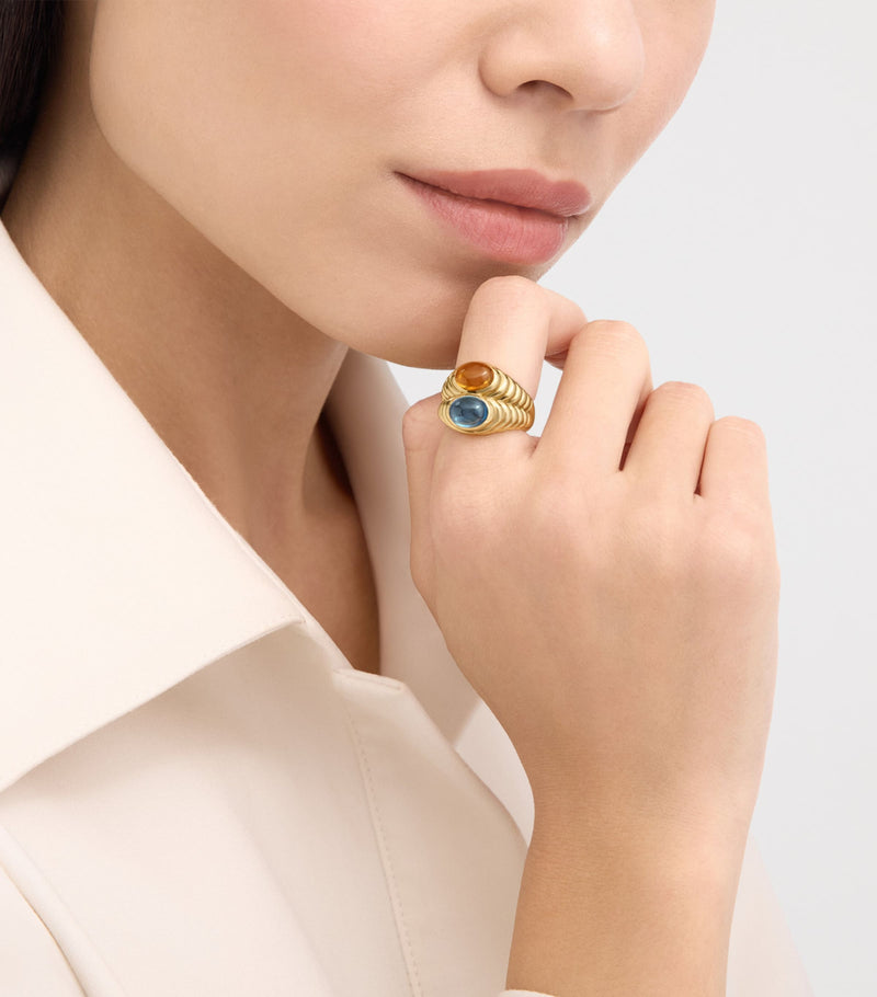 Bvlgari yellow gold topaz quartz ring - (British brand)