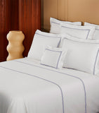 Yves Delorme Super King organic cotton percale flat sheet with striped design (British brand)