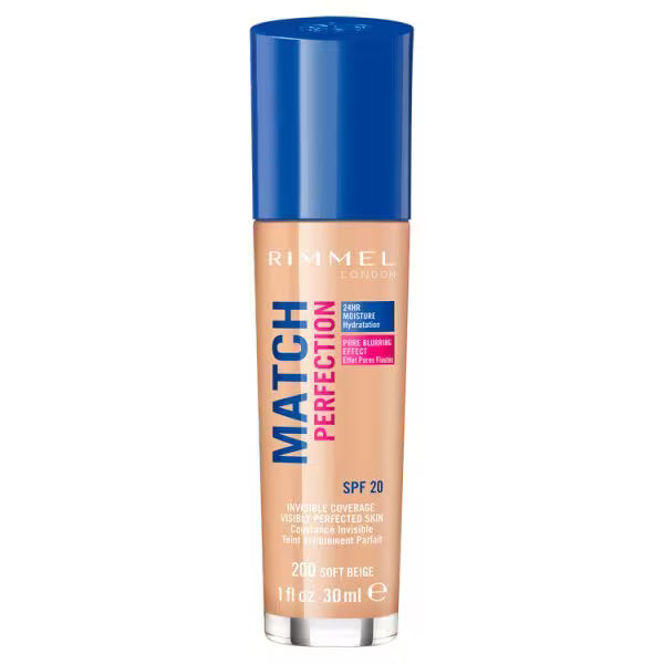 Rimmel Match Perfection Foundation Soft Beige, imported from the UK