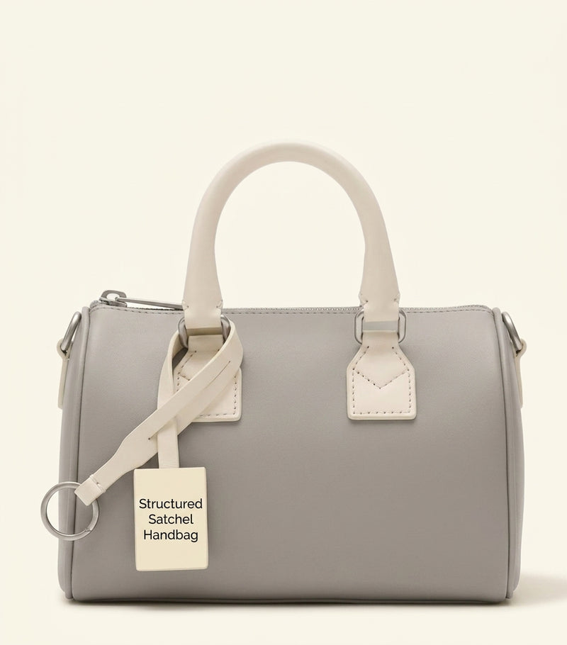 Burberry mini cotton check bowling bag with leather trim (British brand)