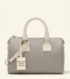 Burberry mini cotton check bowling bag with leather trim (British brand)