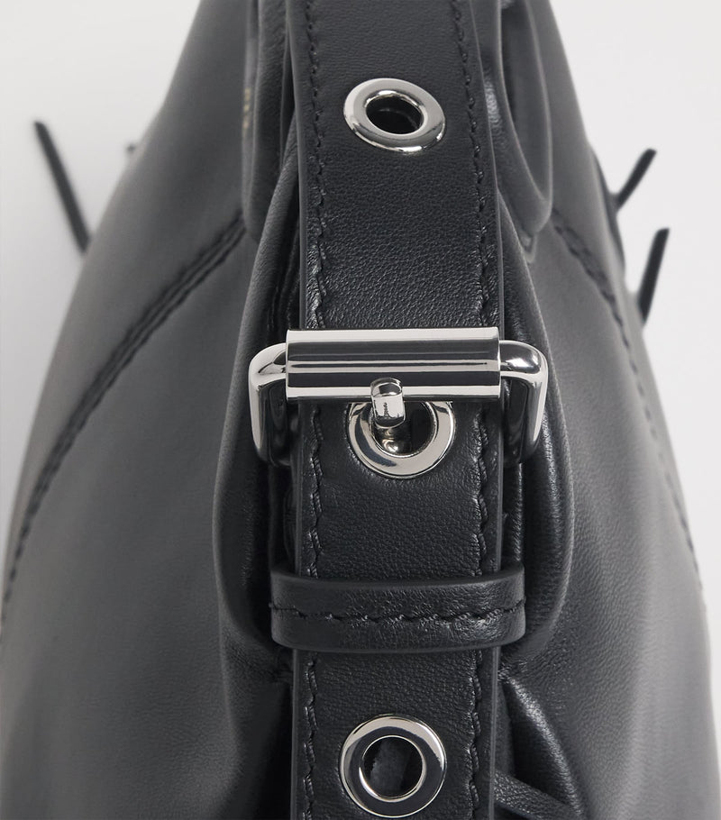 Maje Miss M mini leather bag with fringed detailing, imported from the UK