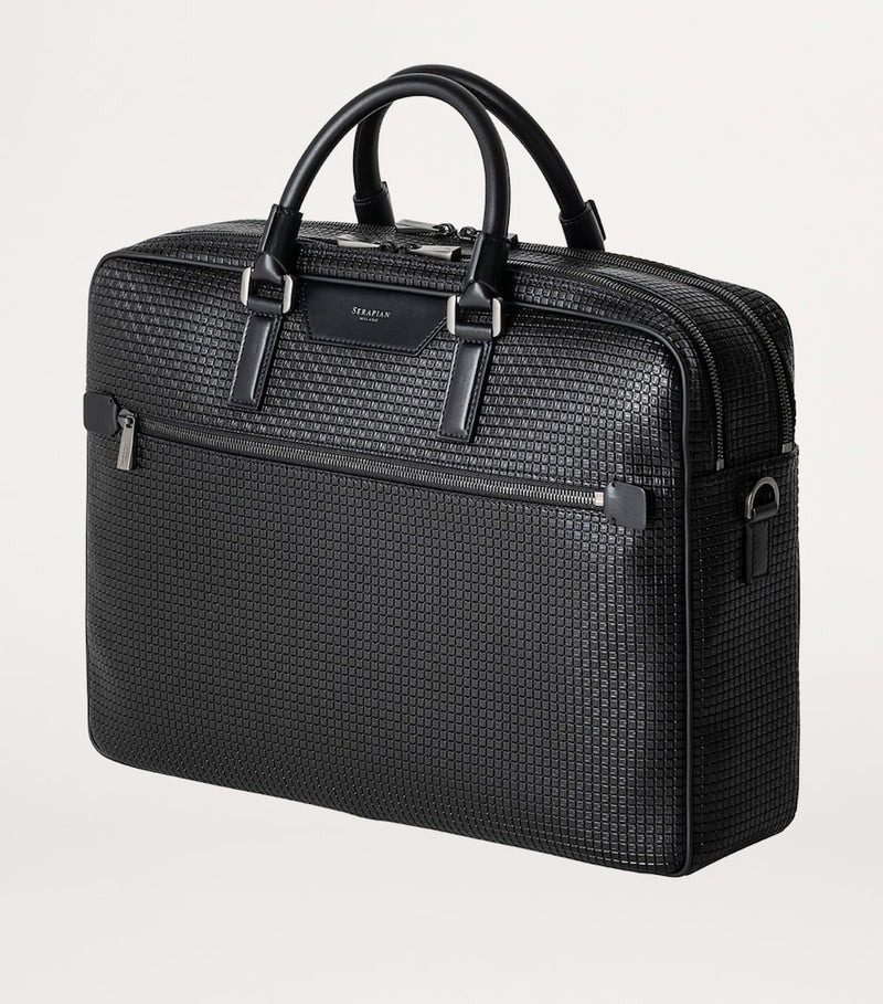 Serapian canvas leather briefcase 29x43x15cm, imported from the UK