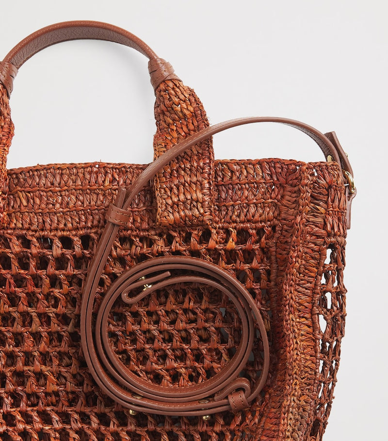 Chloé Small Raffia Summer Banana Tote Bag, imported from the UK