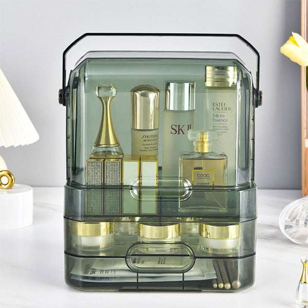 Livingandhome clear cosmetic organizer box green (British brand)